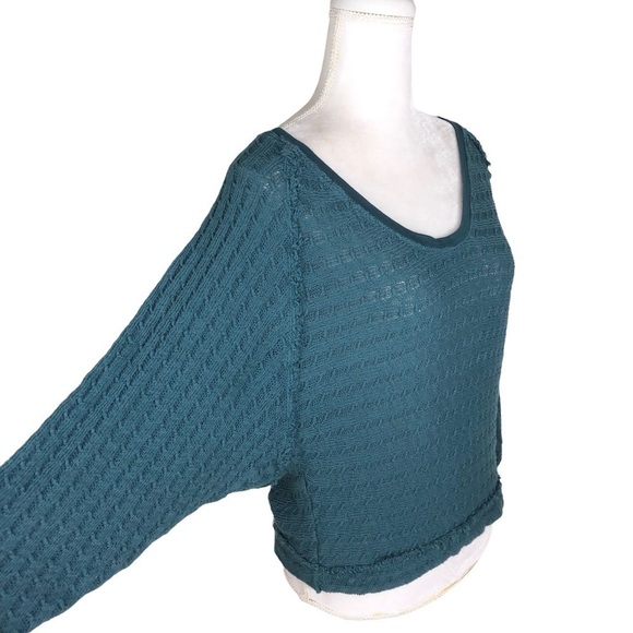 Free People teal open-weave slouchy dolman sweater scoop neck We the Free XS - Picture 10 of 14